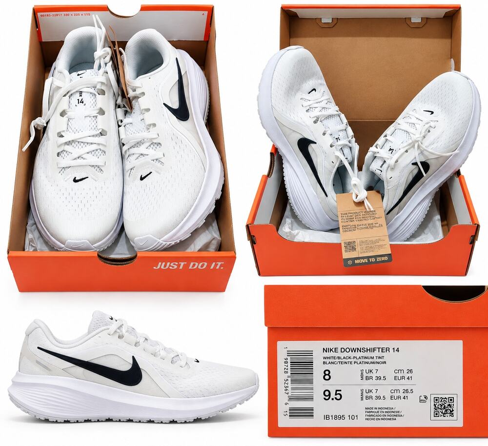 Nike Downshifter 14 Running Shoes White/Black Men’s 8 Women’s 9.5 New UNISEX